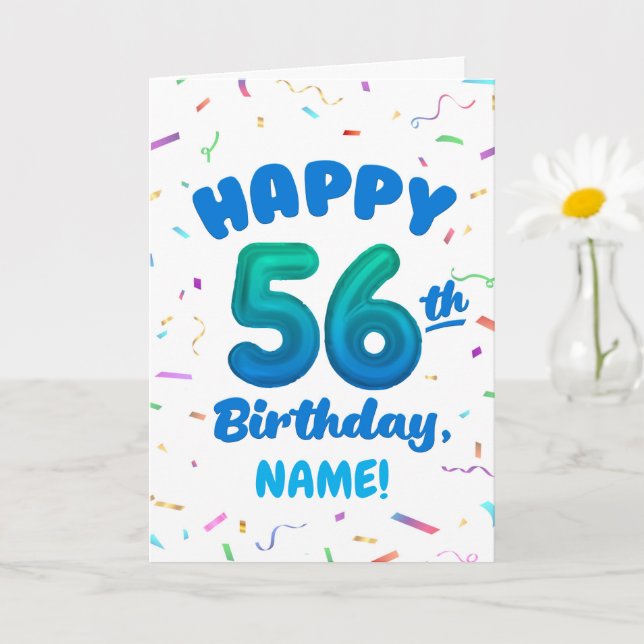 Happy 56th Birthday Card with Custom Name Kort (Liten växt)