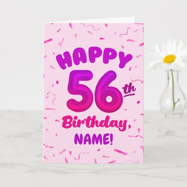 Happy 56th Birthday Card with Custom Name Kort (Liten växt)