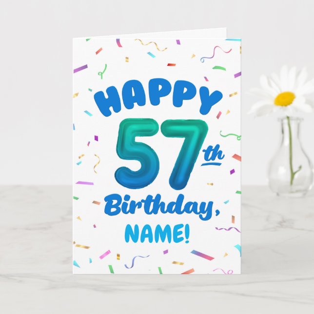 Happy 57th Birthday Card with Custom Name Kort (Liten växt)