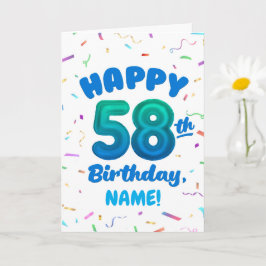 Happy 58th Birthday Card with Custom Name Kort