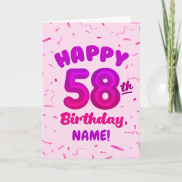 Happy 58th Birthday Card with Custom Name Kort