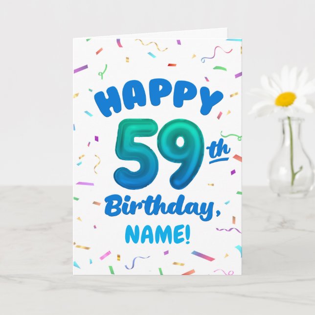Happy 59th Birthday Card with Custom Name Kort (Liten växt)
