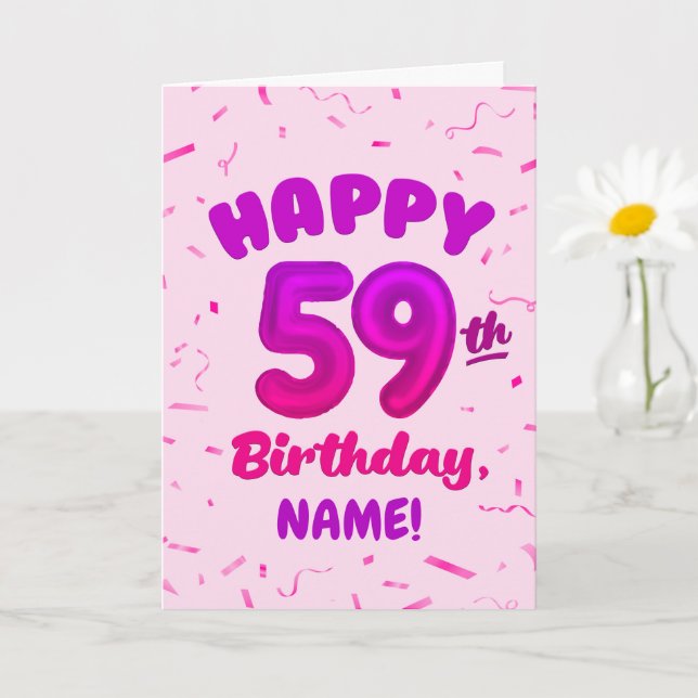 Happy 59th Birthday Card with Custom Name Kort (Liten växt)