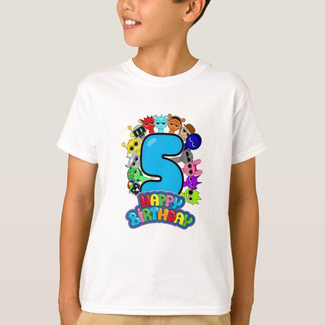 Happy 5th Birthday Sprunki - Simon Funbot Oren T Shirt (Framsida)