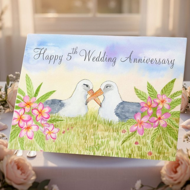 Happy 5th Wedding Anniversary Laysan Albatross Kort (Skapare uppladdad)