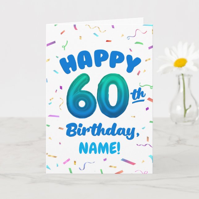 Happy 60th Birthday Card with Custom Name Kort (Liten växt)