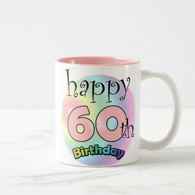 Happy 60th Birthday (roze) Två-Tonad Mugg (Höger)