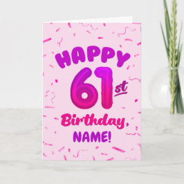 Happy 61st Birthday Card with Custom Name Kort