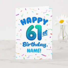 Happy 61st Birthday Card with Custom Name Kort