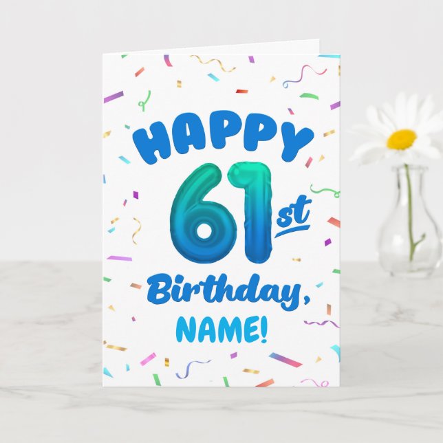 Happy 61st Birthday Card with Custom Name Kort (Liten växt)