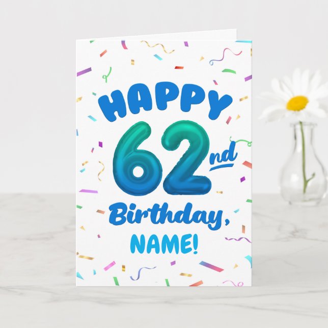 Happy 62nd Birthday Card with Custom Name Kort (Liten växt)