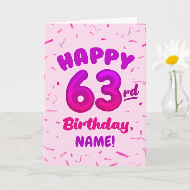 Happy 63rd Birthday Card with Custom Name Kort (Liten växt)