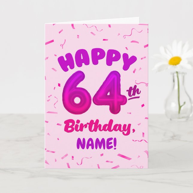 Happy 64th Birthday Card with Custom Name Kort (Liten växt)