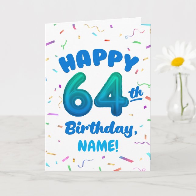 Happy 64th Birthday Card with Custom Name Kort (Liten växt)