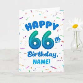 Happy 66th Birthday Card with Custom Name Kort