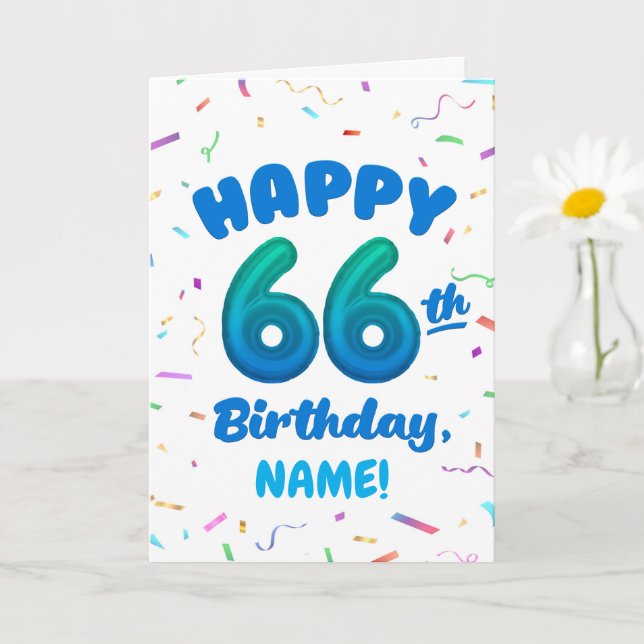 Happy 66th Birthday Card with Custom Name Kort (Liten växt)