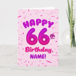 Happy 66th Birthday Card with Custom Name Kort