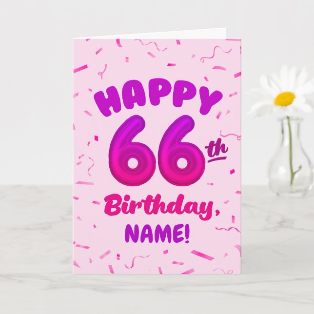 Happy 66th Birthday Card with Custom Name Kort (Liten växt)