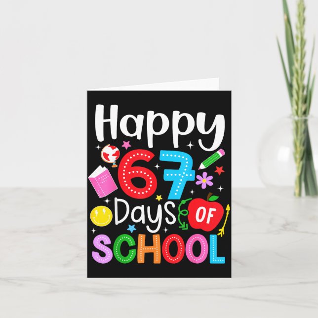 Happy 67 Days Of School Funny Six Seven Meme Teach Kort (Framsida)