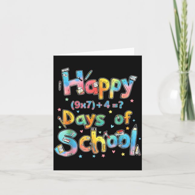 Happy 67 Days Of School Math Equation Teacher Six  Kort (Framsida)