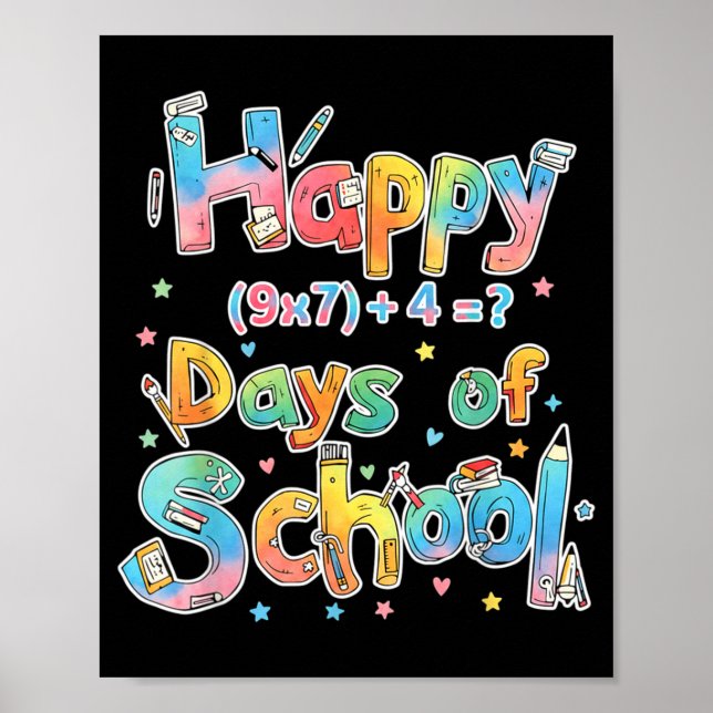 Happy 67 Days Of School Math Equation Teacher Six  Poster (Framsidan)