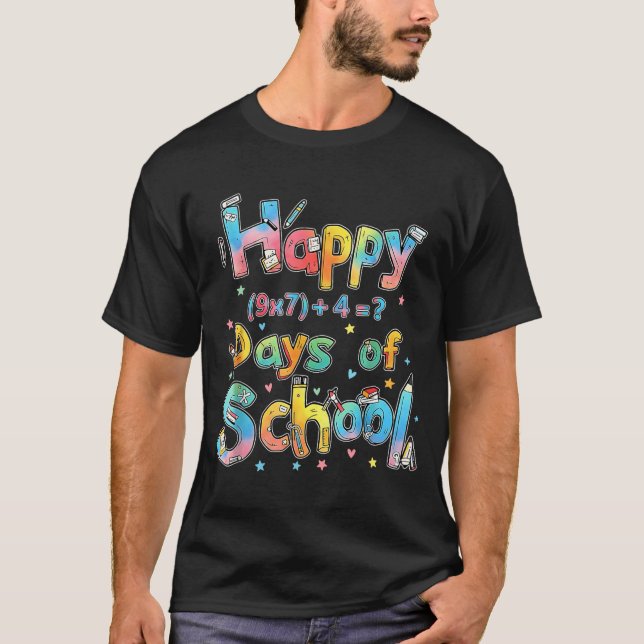 Happy 67 Days Of School Math Equation Teacher Six  T Shirt (Framsida)
