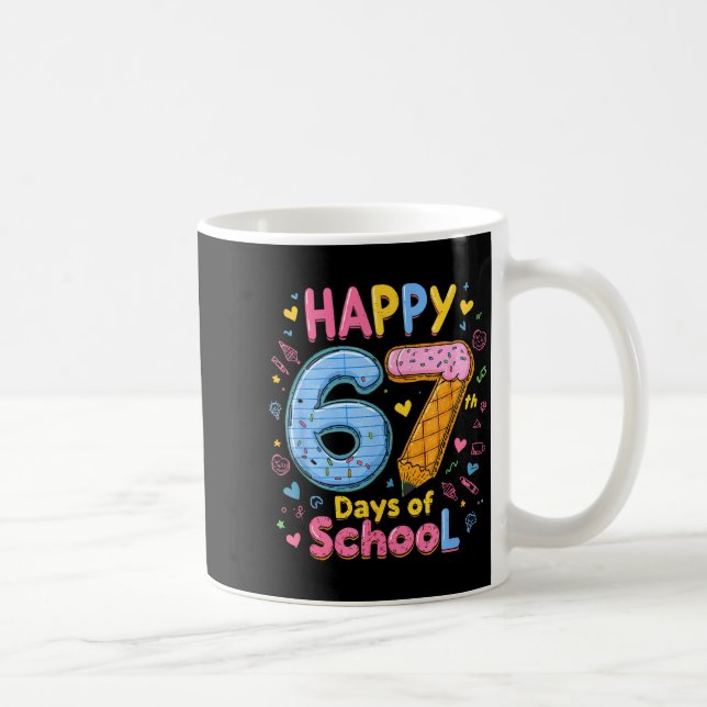 Happy 67 Days Of School Six Seven Kids Boys Girls  Kaffemugg (Höger)