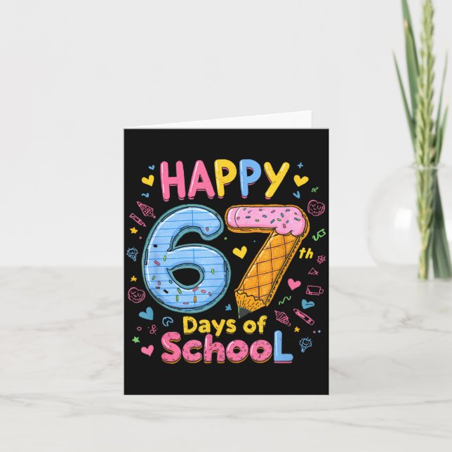 Happy 67 Days Of School Six Seven Kids Boys Girls  Kort (Framsida)