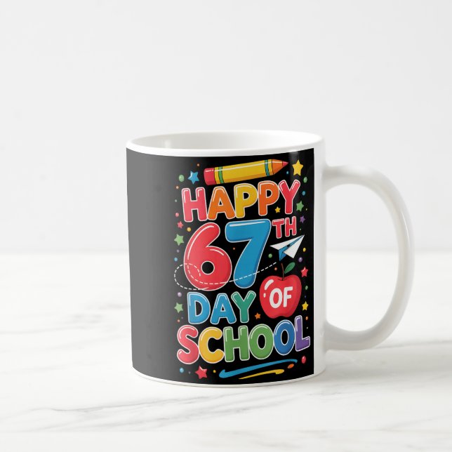 Happy 67 Days Of School Teachers Students Six Seve Kaffemugg (Höger)
