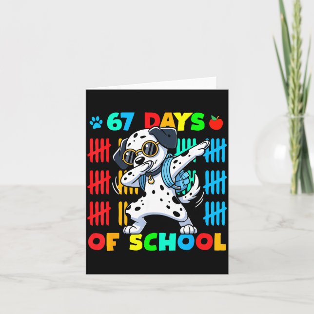 Happy 67 Days School Cute Dog 67 Days Smarter Stud Kort (Framsida)