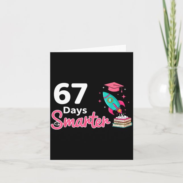 Happy 67 Days Smarter School Student Teacher Kids  Kort (Framsida)