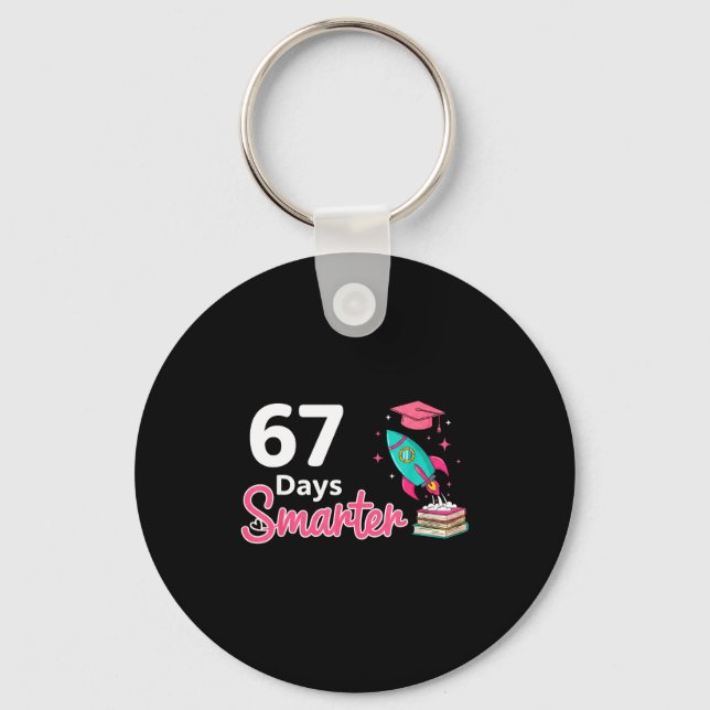 Happy 67 Days Smarter School Student Teacher Kids  Nyckelring (Framsida)