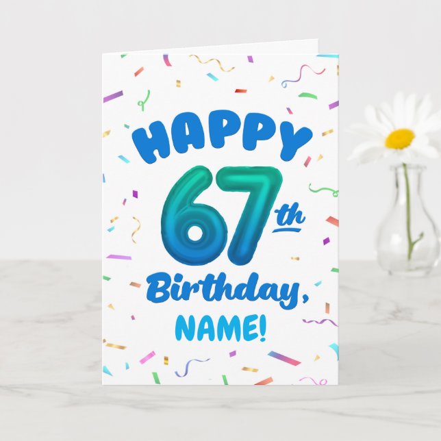 Happy 67th Birthday Card with Custom Name Kort (Liten växt)