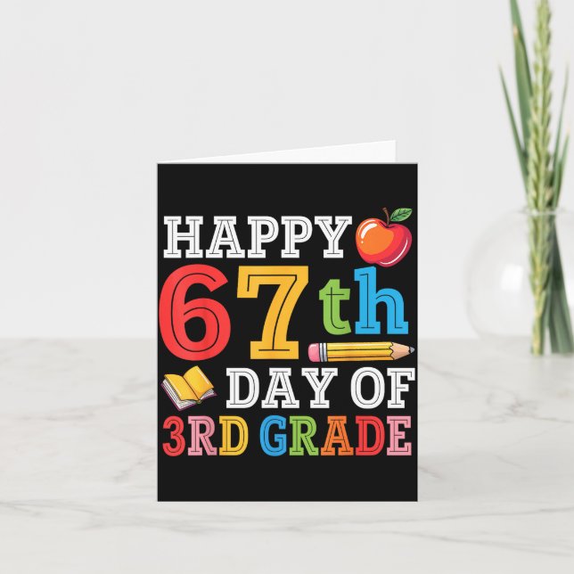 Happy 67th Day Of 3rd Grade Teacher Student 67 Day Kort (Framsida)