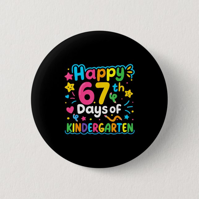 Happy 67th Day Of Kindergarten School Meme 67 Kids Knapp (Framsida)