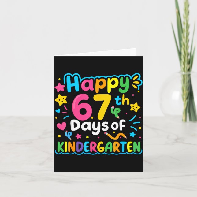 Happy 67th Day Of Kindergarten School Meme 67 Kids Kort (Framsida)