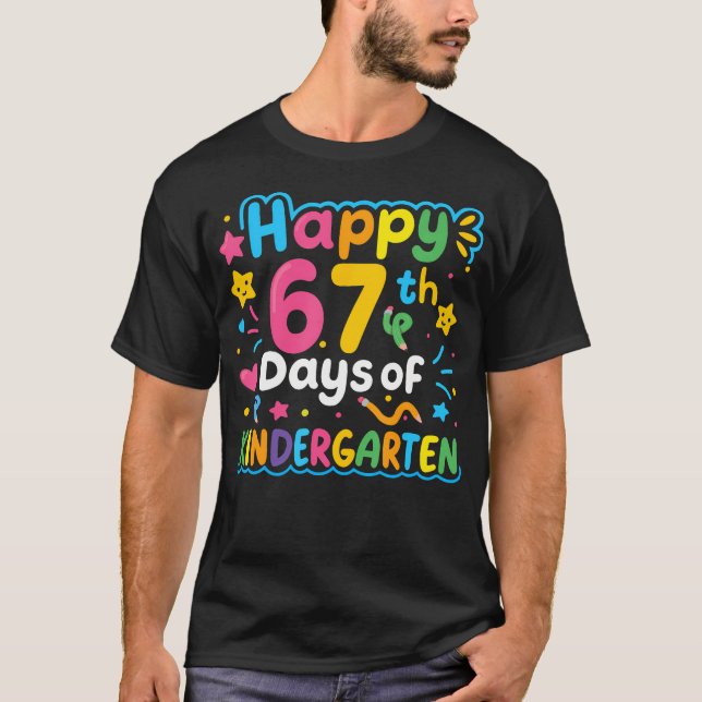 Happy 67Th Day Of Kindergarten School Meme 67 Kids T Shirt (Framsida)