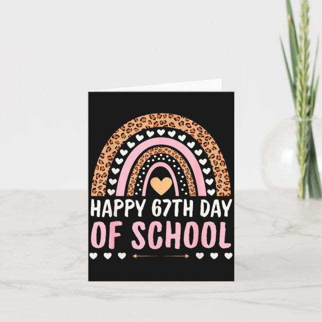 Happy 67th Day Of School 67 Days Rainbow Teachers  Kort (Framsida)