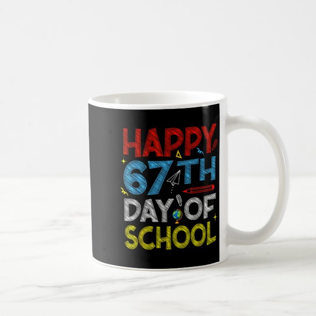 Happy 67th Day Of School - Funny Students Teachers Kaffemugg (Höger)