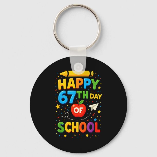 Happy 67th Day Of School Funny Teacher Student Mem Nyckelring (Framsida)