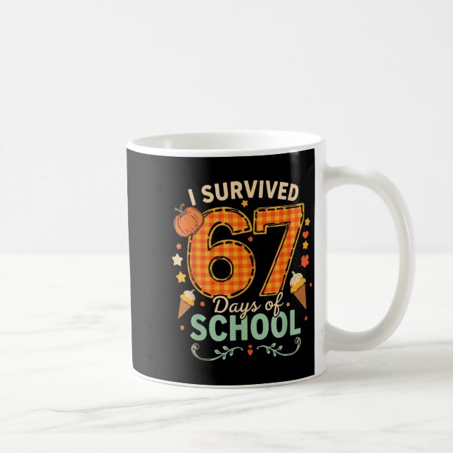 Happy 67th Day Of School Funny Teacher Thanksgivin Kaffemugg (Höger)