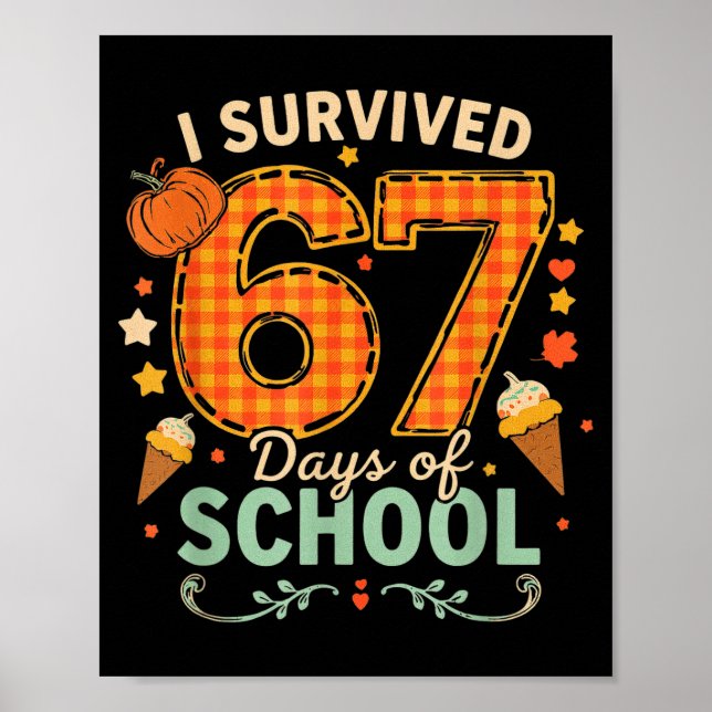Happy 67th Day Of School Funny Teacher Thanksgivin Poster (Framsidan)