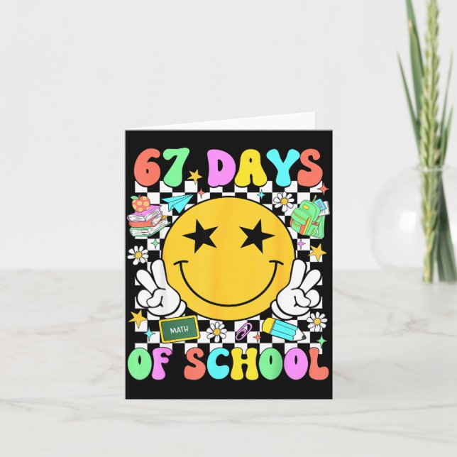 Happy 67th Day Of School Vibes Smile Face 67 Days  Kort (Framsida)