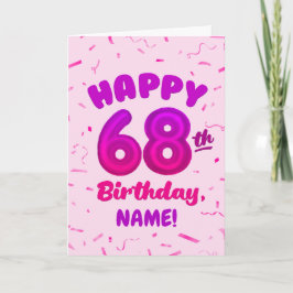 Happy 68th Birthday Card with Custom Name Kort