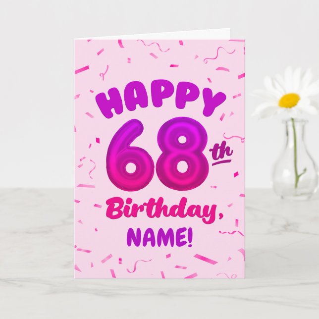 Happy 68th Birthday Card with Custom Name Kort (Liten växt)