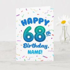 Happy 68th Birthday Card with Custom Name Kort