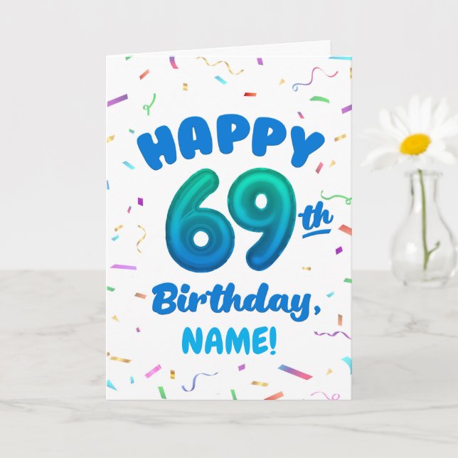 Happy 69th Birthday Card with Custom Name Kort (Liten växt)
