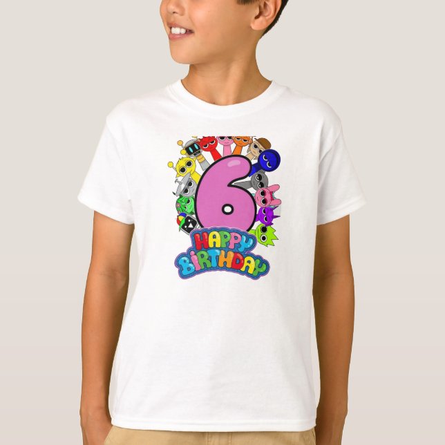 Happy 6th Birthday Sprunki - Simon Funbot Oren T Shirt (Framsida)