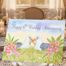 Happy 6th Wedding Anniversary Laysan Albatross Kort