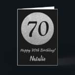 Happy 70th Birthday Black and Silver Glitter Card Kort<br><div class="desc">Happy 70th Birthday Black and Silver Glitter Card with personalized name. For further customization,  please click the "Customize it" button and use our design tool to modify this template.</div>